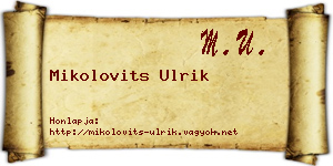 Mikolovits Ulrik névjegykártya